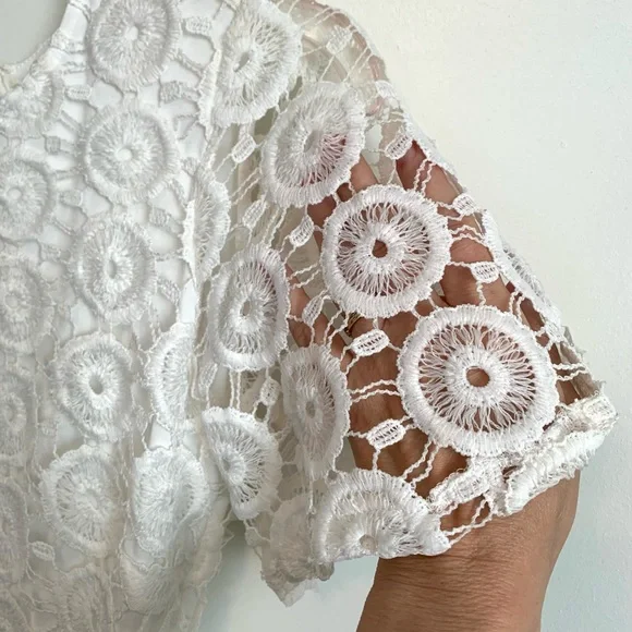 White Lace Romper coastal cowgirl beach chic NWT backless XS Oh My Love Summer - Picture 7 of 13